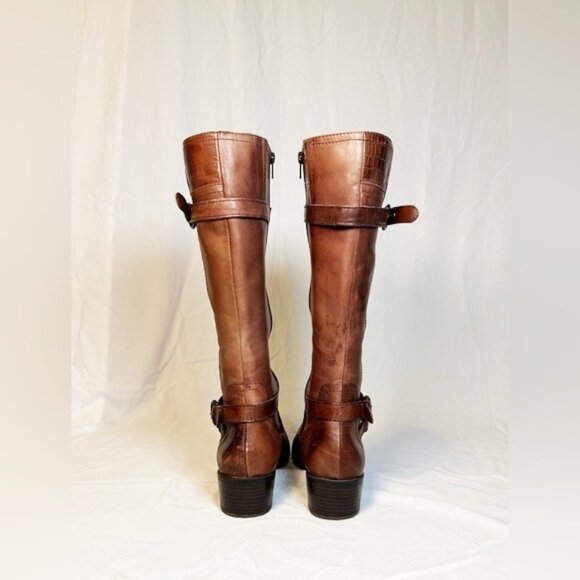Vintage Y2K Liz & Co Rustic Brown Distressed Leather Knee High Riding Boots~8~ - Picture 5 of 7